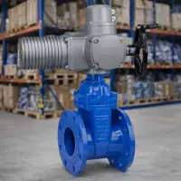 Задвижка клиновая F4 DN400 PN10 фланцевая с электроприводом AUMA Norm SA 14.1 с невыдвижным шпинделем с обрезиненным клином