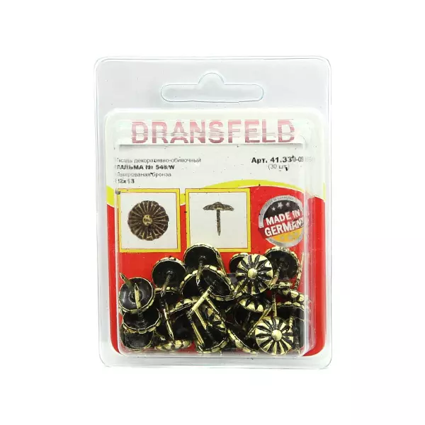 Гвозди декоративные ПАЛЬМА&nbsp;12х13&nbsp;Лакированая&nbsp;бронза&nbsp;(БЛИСТЕР-30 шт.)