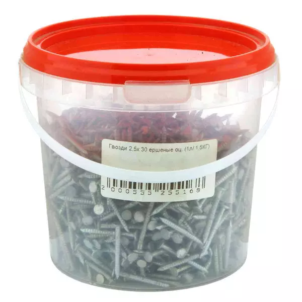 Гвозди ершеные 2,5х30мм оцинкованные (1л/ 1,5КГ)