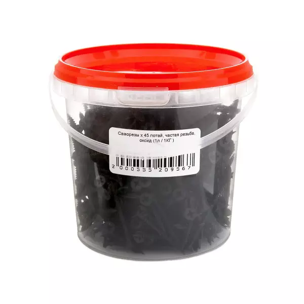 Саморезы черные 3,5х45 частая резьба, потай (1л/1кг)