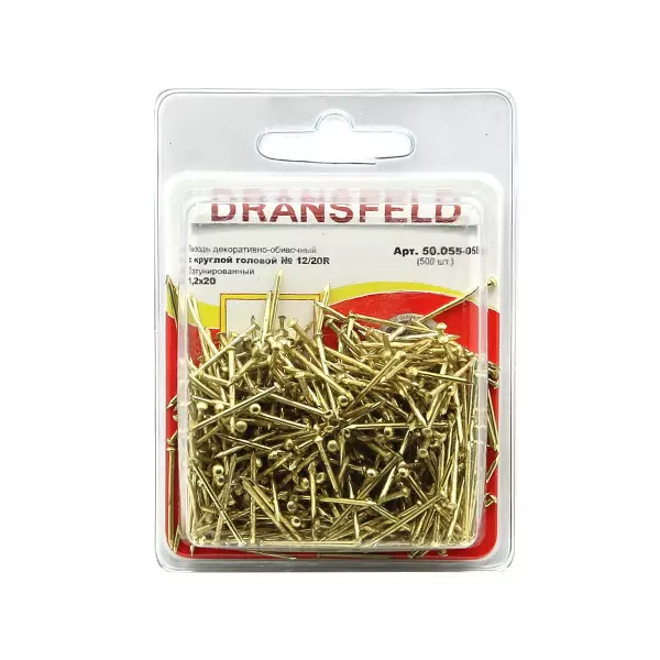 Гвоздь латунированный 1,2х20 обивочный с круглуглой гололовкой (БЛИСТЕР-500шт.)
