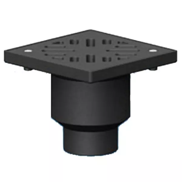 Трап чугунный вертикальный квадратный с грязеуловителем с чугунныйной решеткой Ду 100 Татполимер Россия