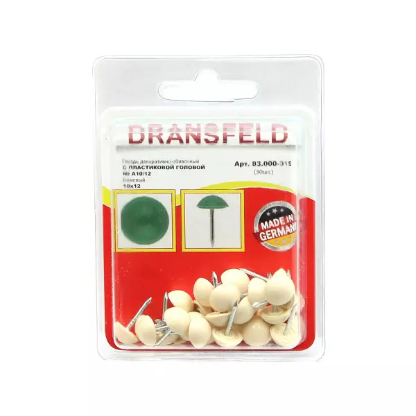 Гвозди декоративные с&nbsp;пластиковой головкой 10х12&nbsp;Бежевый&nbsp;(БЛИСТЕР-30 шт.)