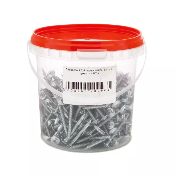 Саморезы прессшайба 4,2х41 острые оцинкованные (1л/1КГ)