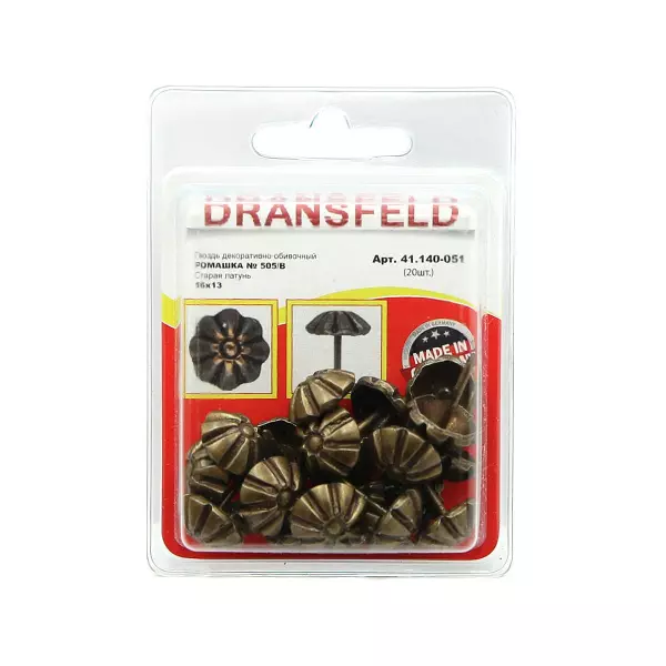 Гвозди&nbsp;декоративные&nbsp;РОМАШКА&nbsp;16х13&nbsp;Старая&nbsp;латунь&nbsp;(БЛИСТЕР-20 шт.)