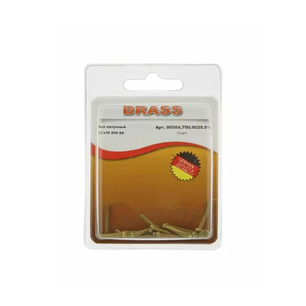 Винт цилиндрический М2,5х16 латунный DIN84 (Блистер - 16шт.)