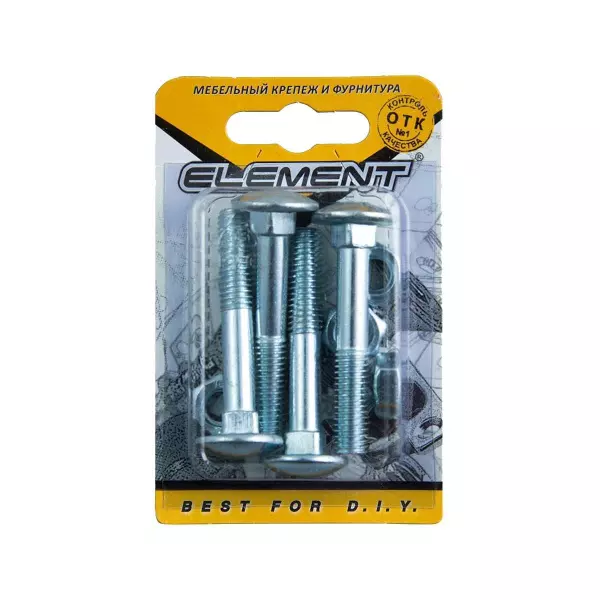 Болт мебельный DIN 603 8x 60 с гайкой белый цинк 4 шт (блистер)