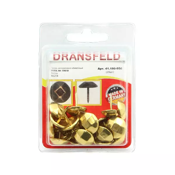 Гвозди&nbsp;декоративные&nbsp;РУНА&nbsp;16х13&nbsp;Латунь&nbsp;(БЛИСТЕР-20 шт.)