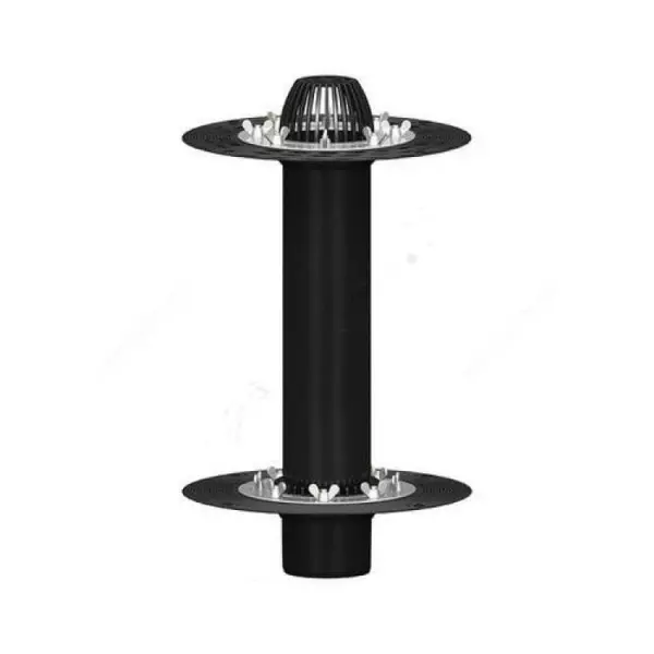 Воронка кровельная двухуровневая Дн 110 c листвоуловит. с приж. фланцем с дренаж кол с эл/под Татполимер