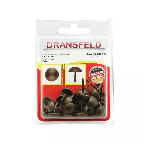 Гвозди декоративные ЗОНТ&nbsp;12х14&nbsp;Старая&nbsp;латунь&nbsp;(БЛИСТЕР-30 шт.)