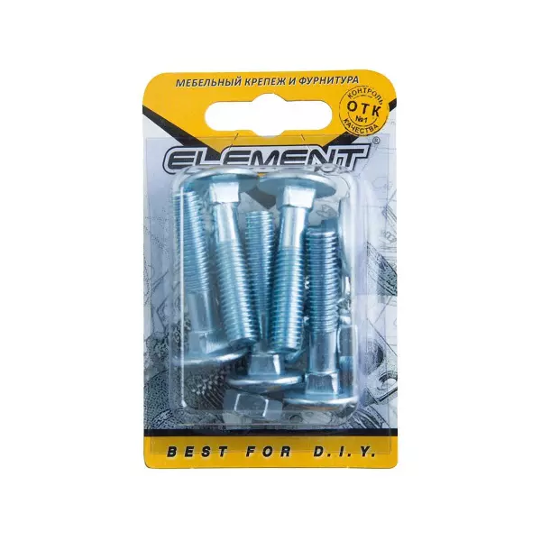 Болт мебельный DIN 603 8x 30 с гайкой белый цинк 6 шт (блистер)