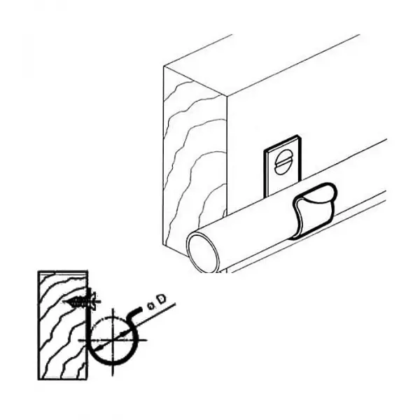 Крепеж балочный по дереву серьга под трубу d46-50