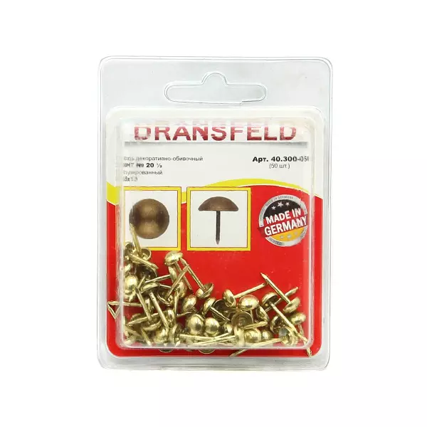 Гвозди декоративные ЗОНТ&nbsp;&nbsp;6,5х13&nbsp;Латунь&nbsp;(БЛИСТЕР-50 шт.)