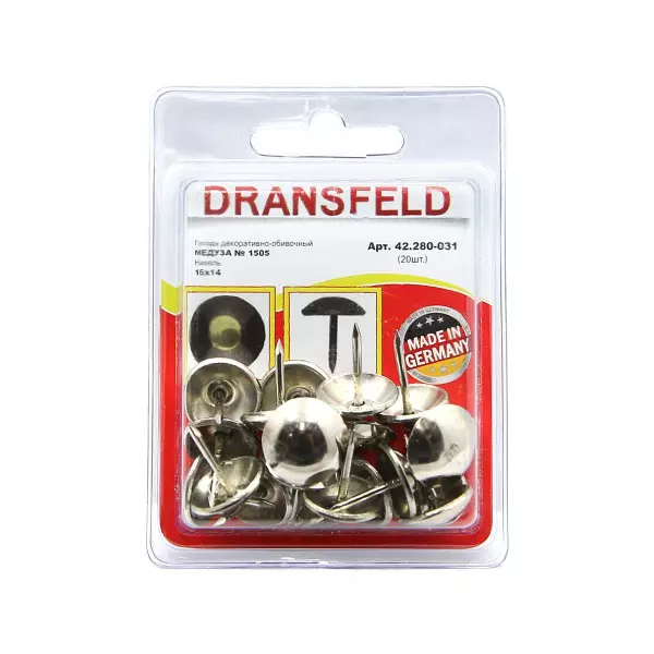 Гвозди декоративные МЕДУЗА&nbsp;16х14&nbsp;Никель&nbsp;(БЛИСТЕР-20 шт.)