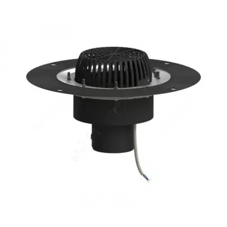 Воронка кровельная с верт. выпуском Дн 110 с листвоуловит. приж. фланцем из нерж. стали электрообогревом Татполимер ТП-01.У.100-Э