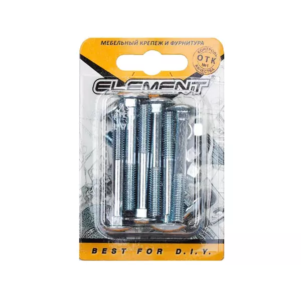 Болт мебельный DIN 603 6x50 с гайкой белый цинк 8 шт (блистер)