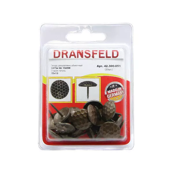 Гвозди&nbsp;декоративные&nbsp;СОТЫ&nbsp;15х13&nbsp;Старая&nbsp;латунь&nbsp;(БЛИСТЕР-20 шт.)