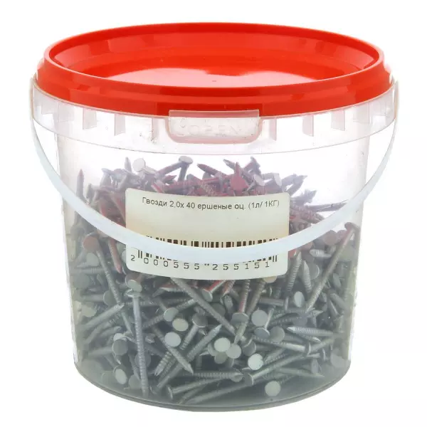 Гвозди ершеные 2,0х40мм оцинкованные (1л/ 1КГ)