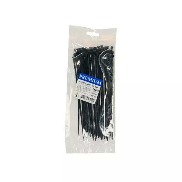 Кабельная стяжка (хомут пластиковый) 4х200 (3,6) черный 100шт/уп.