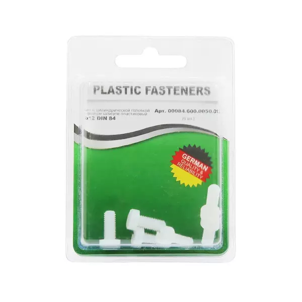 Винт цилиндрический M5x12 полиамид Din84 (БЛИСТЕР-6шт)