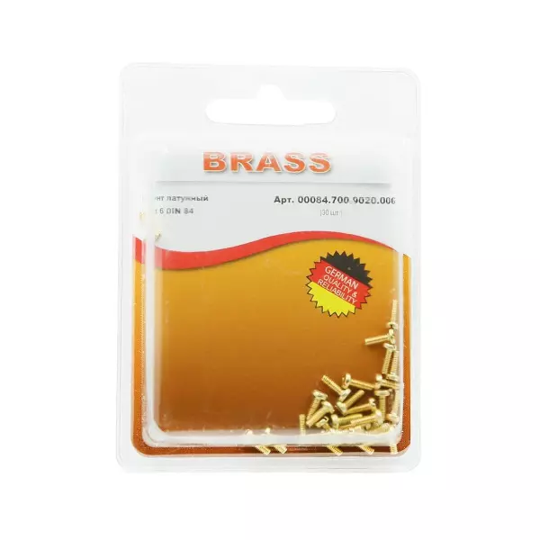 Винт цилиндрический М2х 6 латунный DIN84 (Блистер - 30шт.)