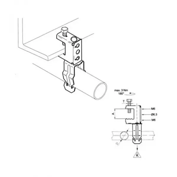 Зажим балочный струбцина с боковым креплением трубы d30-35М6