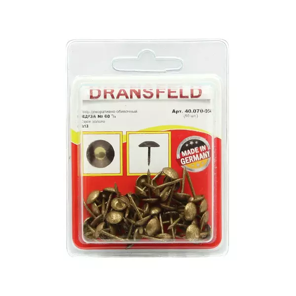 Гвозди декоративные МЕДУЗА&nbsp;&nbsp;8х13&nbsp;Старое&nbsp;золото&nbsp;(БЛИСТЕР-50 шт.)