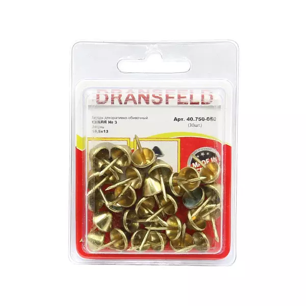 Гвозди декоративные КАПЛЯ&nbsp;10,5х13&nbsp;Латунь&nbsp;(БЛИСТЕР-30 шт.)