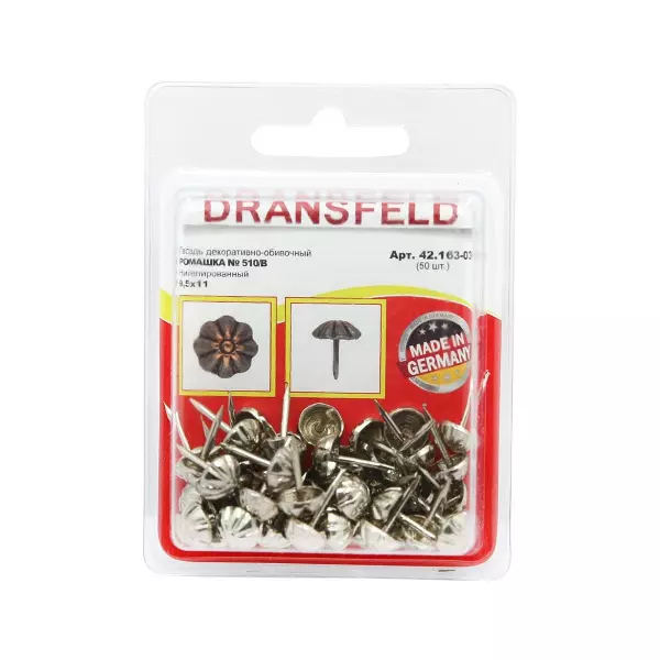 Гвозди&nbsp;декоративные&nbsp;РОМАШКА&nbsp;&nbsp;9,5х11&nbsp;Никель&nbsp;(БЛИСТЕР-50 шт.)