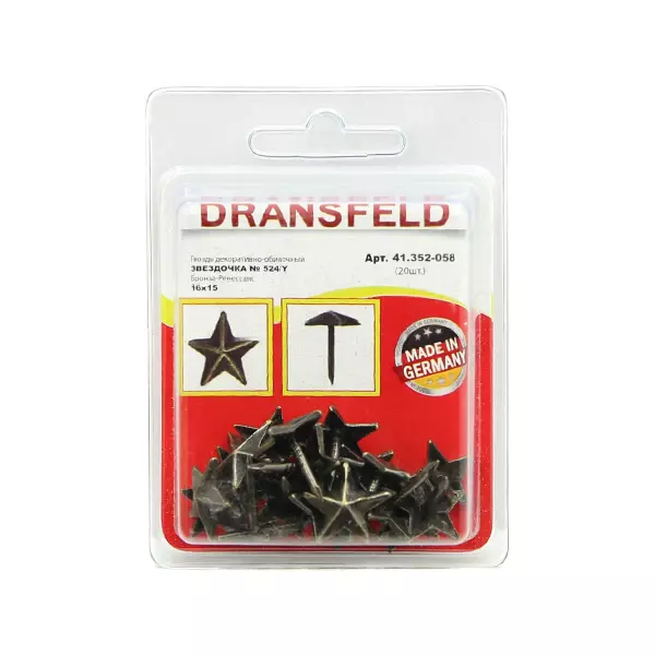 Гвозди&nbsp;декоративные&nbsp;ЗВЕЗДОЧКА&nbsp;16x15&nbsp;Бронза-Ренесанс&nbsp;(БЛИСТЕР-20 шт.)
