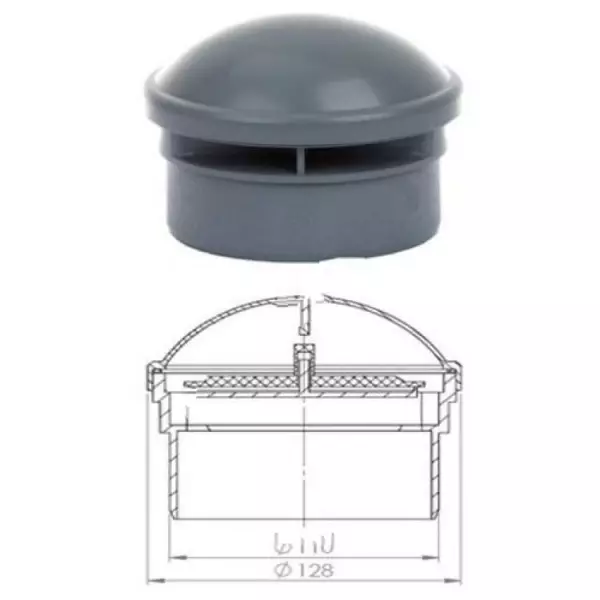 Клапан серый безнапорный 50 мм Ostendorf