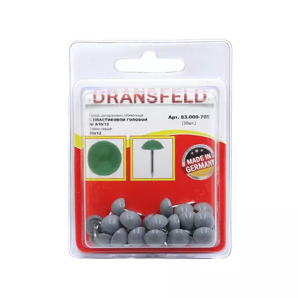 Гвозди декоративные с&nbsp;пластиковой головкой 10х12&nbsp;Темно&nbsp;серый&nbsp;(БЛИСТЕР-30 шт.)