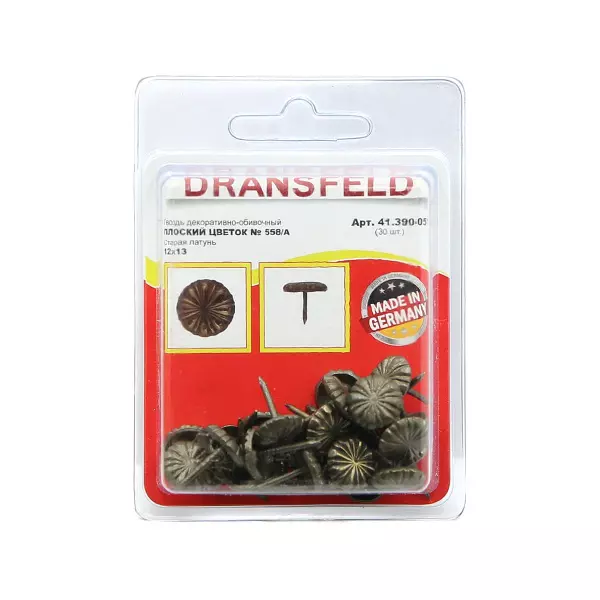 Гвозди&nbsp;декоративные&nbsp;ПЛОСКИЙ&nbsp;ЦВЕТОК&nbsp;12х13&nbsp;Старая&nbsp;латунь&nbsp;(БЛИСТЕР-30 шт.)