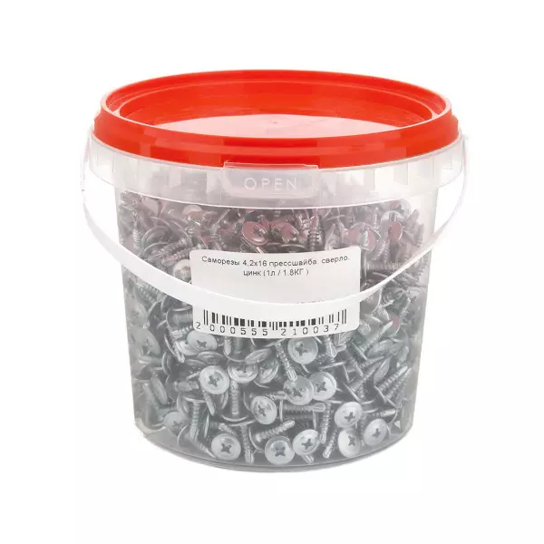 Саморезы прессшайба 4,2х16 сверло оцинкованные (1л/1,8КГ)