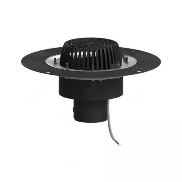 Воронка кровельная с верт. выпуском Дн 110 с листвоуловит. приж. фланцем из нерж. стали электрообогревом Татполимер