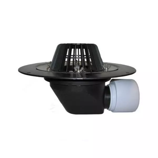 Воронка кровельная с гор. выпуском Дн 75/110 с листвоуловит. теплоизоляцией обж. фланцем HL