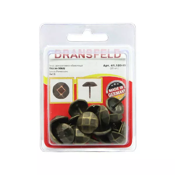 Гвозди&nbsp;декоративные&nbsp;РУНА&nbsp;16х13&nbsp;Бронза-Ренесанс&nbsp;(БЛИСТЕР-20 шт.)