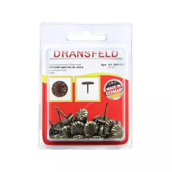 Гвозди&nbsp;декоративные&nbsp;ПЛОСКИЙ&nbsp;ЦВЕТОК&nbsp;12х13&nbsp;Бронза-Ренесанс&nbsp;(БЛИСТЕР-30 шт.)