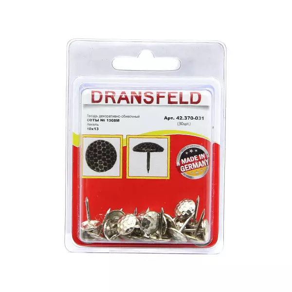 Гвозди&nbsp;декоративные&nbsp;СОТЫ&nbsp;10х13&nbsp;Никель&nbsp;(БЛИСТЕР-30 шт.)