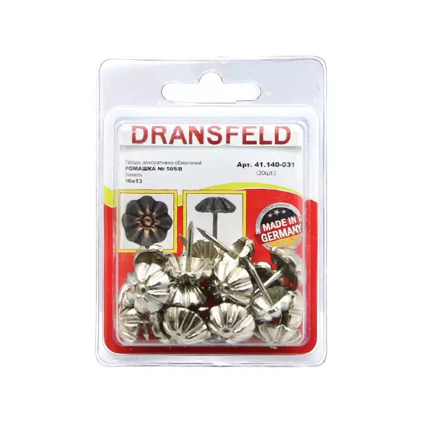 Гвозди&nbsp;декоративные&nbsp;РОМАШКА&nbsp;16х13&nbsp;Никель&nbsp;(БЛИСТЕР-20 шт.)
