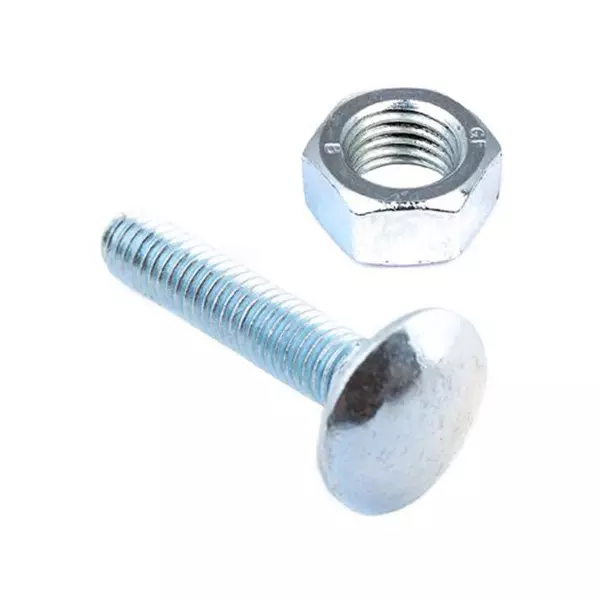 Болт мебельный DIN 603 8x 50 с гайкой белый цинк 4 шт (блистер)