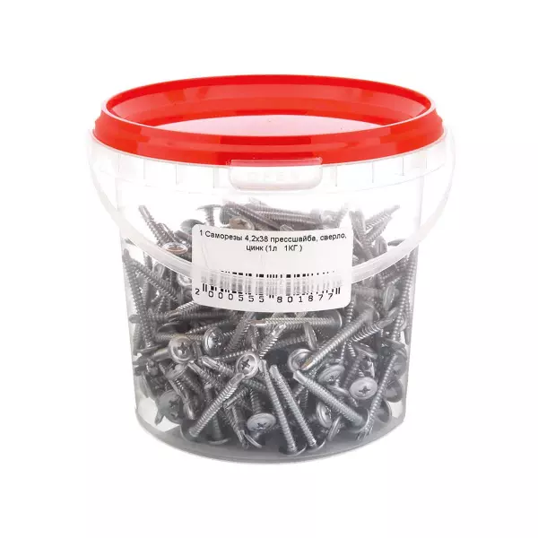 Саморезы прессшайба 4,2х38 сверло оцинкованные (1л/1КГ)