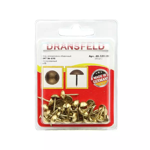Гвозди декоративные ЗОНТ&nbsp;&nbsp;8х13&nbsp;Латунь&nbsp;(БЛИСТЕР-50 шт.)