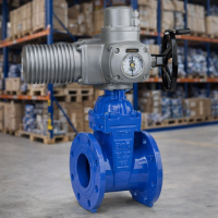 Задвижка клиновая F4 DN200 PN10 фланцевая с электроприводом AUMA Norm SA 14.1 с невыдвижным шпинделем с обрезиненным клином