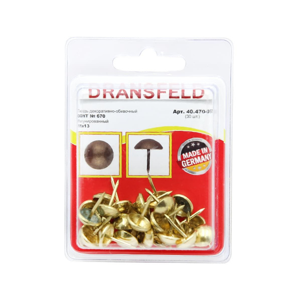 Гвозди декоративные ЗОНТ&nbsp;11х13&nbsp;Латунь&nbsp;(БЛИСТЕР-30 шт.)