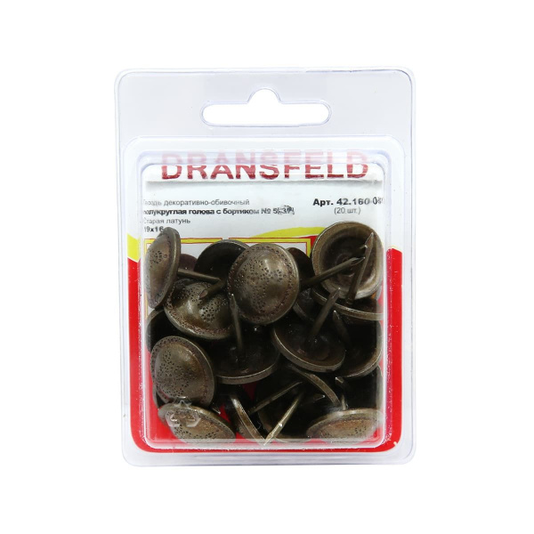 Гвозди&nbsp;декоративные&nbsp;полукруглая голова&nbsp;с&nbsp;бортиком&nbsp;19х16&nbsp;Старая&nbsp;латунь&nbsp;(БЛИСТЕР-20 шт.)
