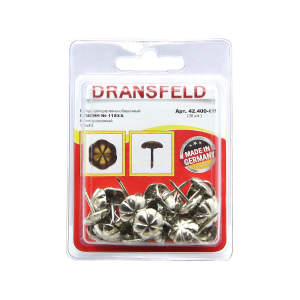 Гвозди декоративные ПАВЛИН&nbsp;13х13&nbsp;Никель&nbsp;(БЛИСТЕР-30 шт.)