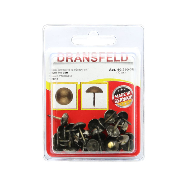 Гвозди декоративные ЗОНТ&nbsp;10х13&nbsp;Бронза-Ренесанс&nbsp;(БЛИСТЕР-30 шт.)