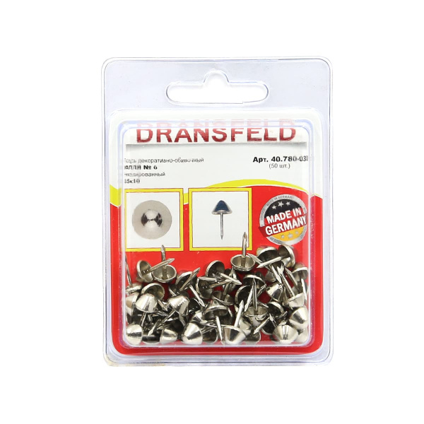 Гвозди декоративные КАПЛЯ&nbsp;&nbsp;6,5х10&nbsp;Никель&nbsp;(БЛИСТЕР-50 шт.)