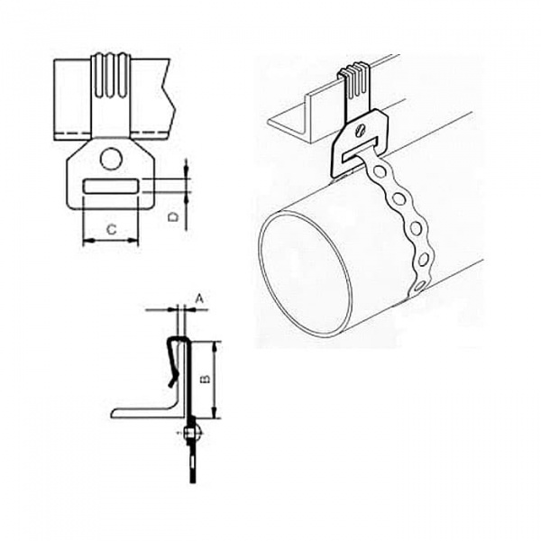 Зажим балочный вертикальный под монтажную ленту 3-7/45